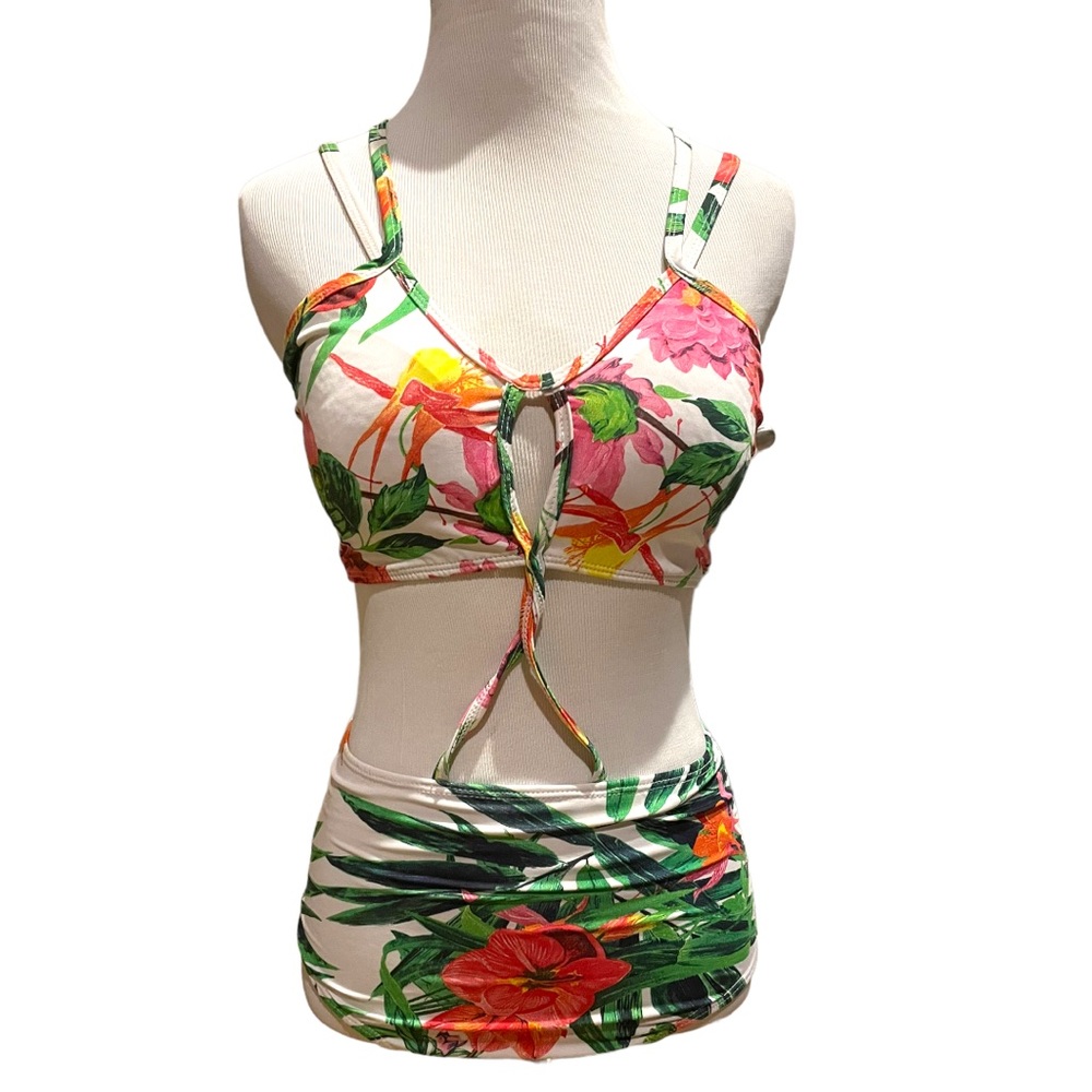Brazil Swimsuit monokini tropical floral open back Swimwear bikini one piece